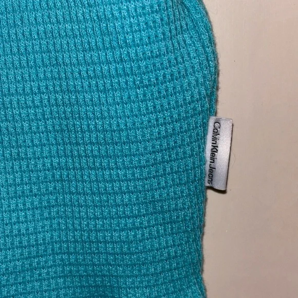 NWT Calvin Klein Jeans Turquoise Button up Crop Top - Picture 4 of 8